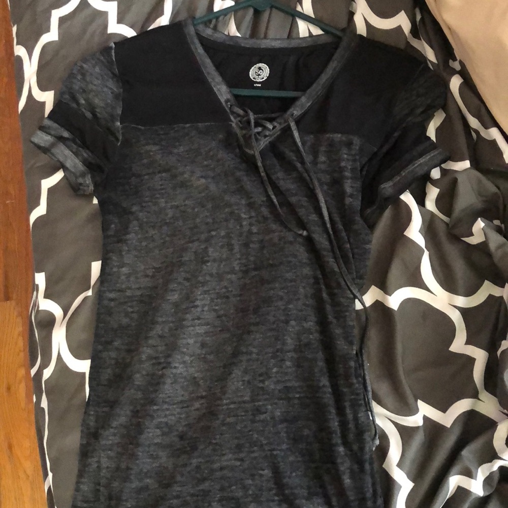 Lace up short sleeved shirt